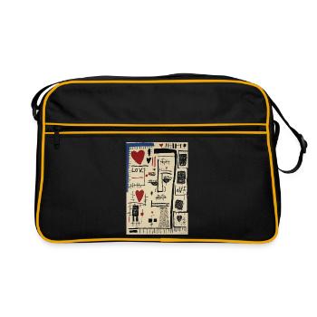 Visage Cubiste Amour et Esquisses - Sac Retro - noir/or - Devant