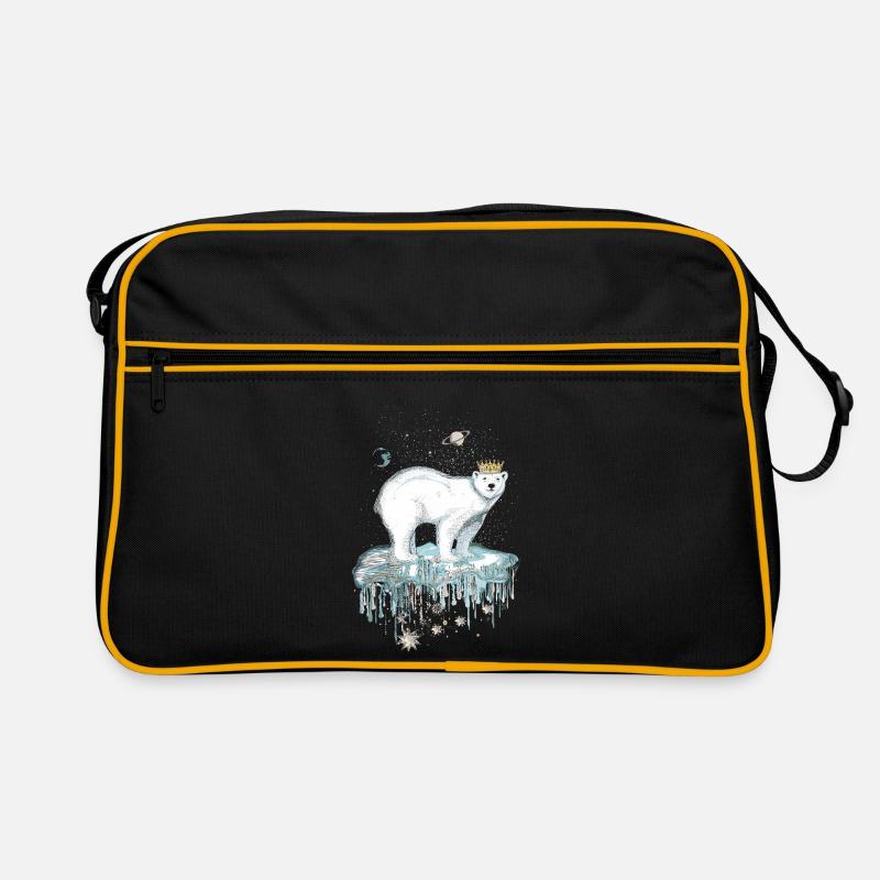 Majestätischer Eisbär mit Krone auf Eisscholle Retro Bag