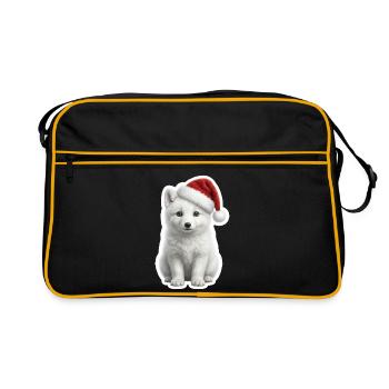 Renard arctique blanc dans la neige profonde - Sac Retro - noir/or - Devant