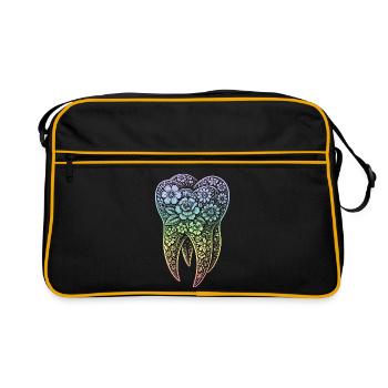 Fleurs dentées en dégradé - Sac Retro - noir/or - Devant