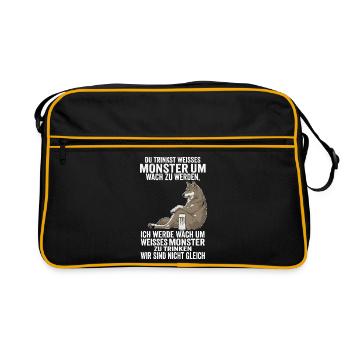 Funny White Monster Wolf We Are Not The Same - Retro Bag - black/gold - Front