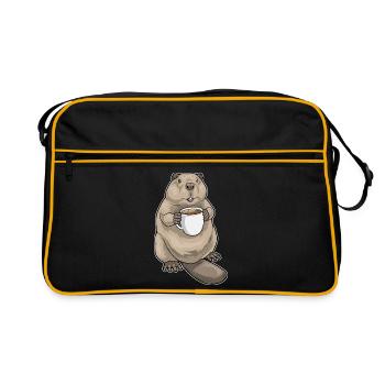 Biber Kaffee Tasse - Retro Tasche - Schwarz/Gold - Vorne