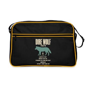 Dire Wolf Fakten Eiszeit Größenvergleich Tafel - Retro Tasche - Schwarz/Gold - Vorne