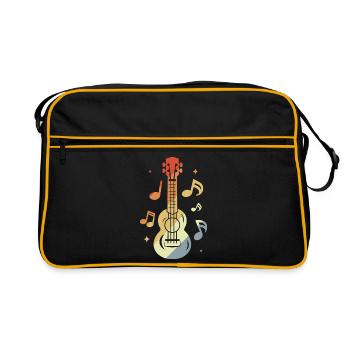 Ukulele Vintage-Look - Retro Tasche - Schwarz/Gold - Vorne