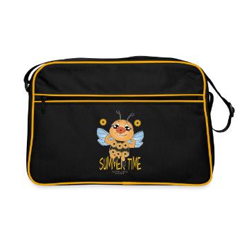 Printemps, Été, Bourdon, Fleurs, Cadeau d’apiculteur - Sac Retro - noir/or - Devant