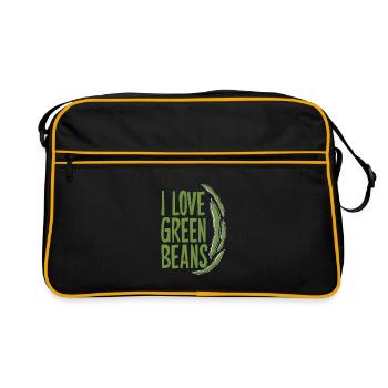 Grüne Bohnen - Retro Tasche - Schwarz/Gold - Vorne