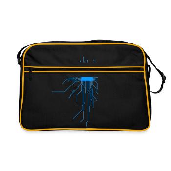 board blue computer pc admin core cpu nerd code - Retro Bag - black/gold - Front