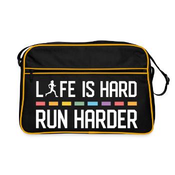 La vie est dure. Courez plus fort. - Sac Retro - noir/or - Devant