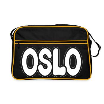 Oslo Retro Groovy Typografie blast weiß - Retro Tasche - Schwarz/Gold - Vorne