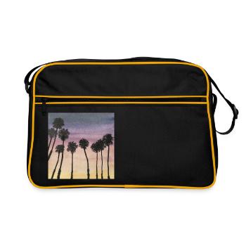 Palmiers au lever du soleil au coucher du soleil - Sac Retro - noir/or - Devant