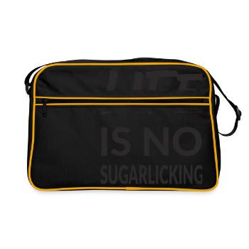 LIFE IS NO SUGARLICKING - Retro Tasche - Schwarz/Gold - Vorne