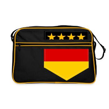 Deutschland Deutschlandfahne Hemdtasche 4 Sterne - Retro Tasche - Schwarz/Gold - Vorne