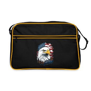 Weißkopfseeadler - Retro Tasche - Schwarz/Gold - Vorne