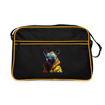 Hyène avec lunettes de soleil Colorful Cool Hyènes Afrique - Sac Retro - noir/or - Devant