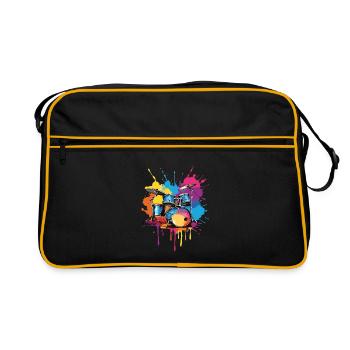 Drums on colorful splashes of color - Retro Bag - black/gold - Front
