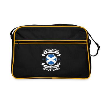 Schottland Flagge Vintage Alba Used Look GB UK - Retro Tasche - Schwarz/Gold - Vorne
