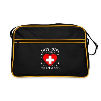 Suisse Flag Vintage Croix Coeur Suisse - Sac Retro - noir/or - Devant