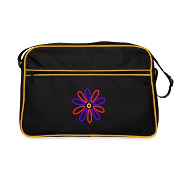 BLUME. NATUR. ÖKOLOGIE. JAHRESTAG. FEST - Retro Tasche - Schwarz/Gold - Vorne