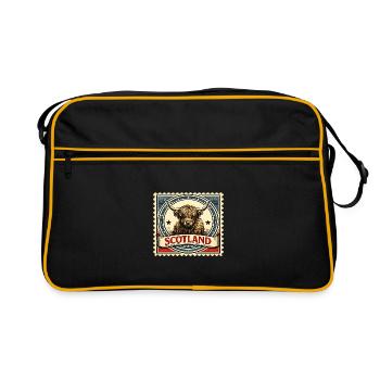 Highland Cow Scotland Vintage Stamp - Retro Bag - black/gold - Front