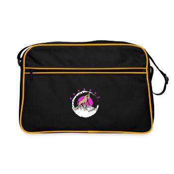 Summit buck in front of pink moon Capricorn - Retro Bag - black/gold - Front