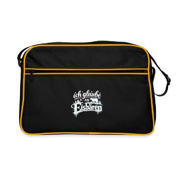 Ich glaube an Eisbären, späthi, Sarah - Retro Tasche - Schwarz/Gold - Vorne