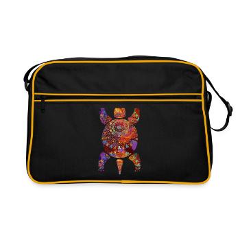 extravagant boho turtle mosaic colorful glitter - Retro Bag - black/gold - Front
