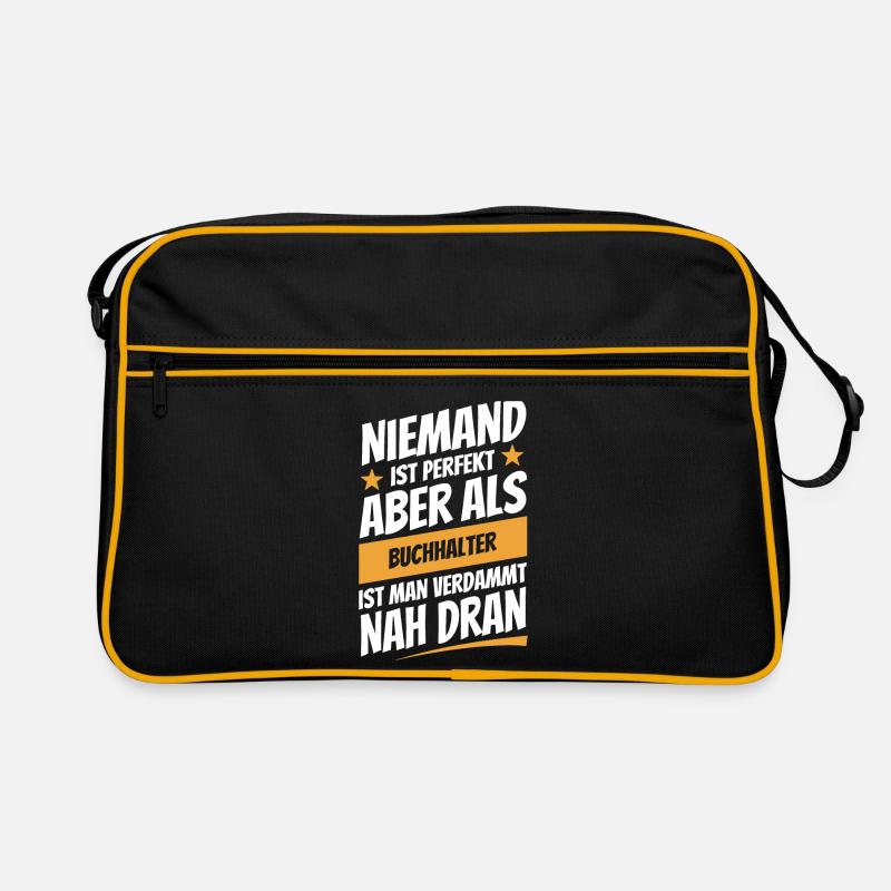 Niemand ist perfekt - Buchhalter - Spruch - Retro Tasche - Schwarz/Gold
