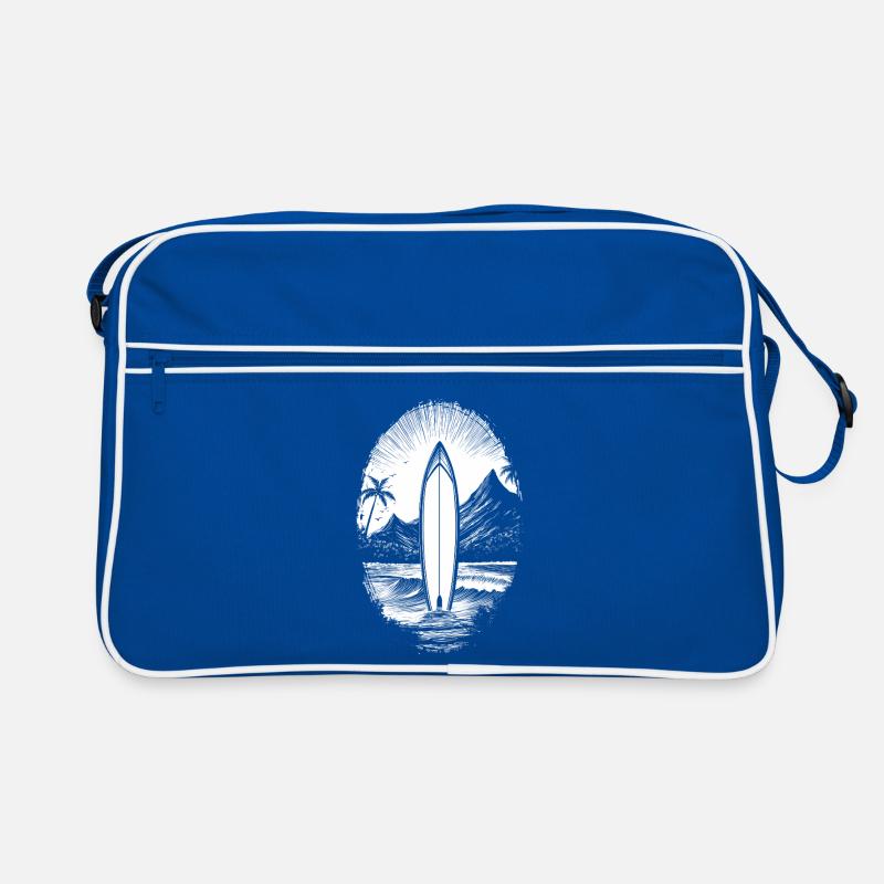 Planche de surf - Vagues - Surf - Plage - Palmiers Sac Retro