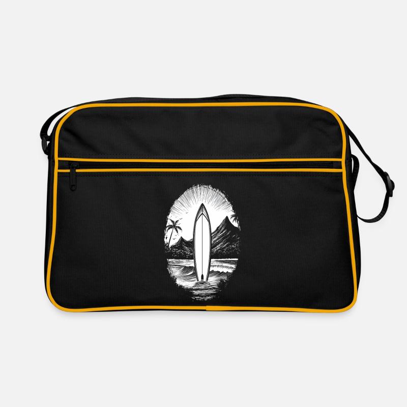 Surfboard - Waves - Surfing - Beach - Palm Trees Retro Bag