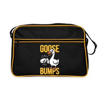 Goose bumps - Gans mit Fistbump - Wortspiel - Retro Tasche - Schwarz/Gold - Vorne