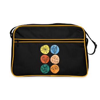 fleurs colorées cadeau fête des mères fleuriste flore - Sac Retro - noir/or - Devant