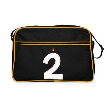 Bougie d’anniversaire numéro deux graphique - Sac Retro - noir/or - Devant