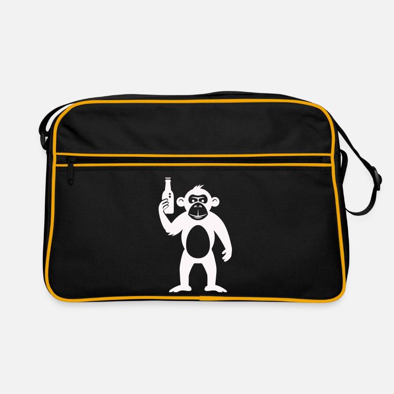 Humorous monkey with bottle Retro Bag