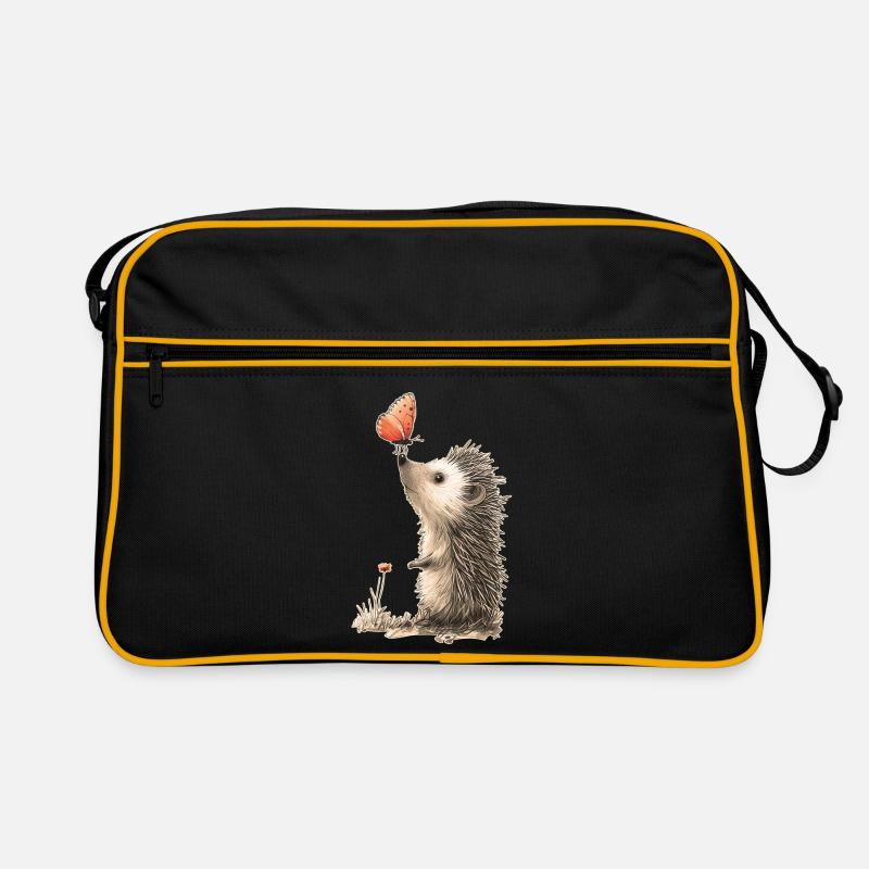 Hérisson et papillon - Sac Retro - noir/or