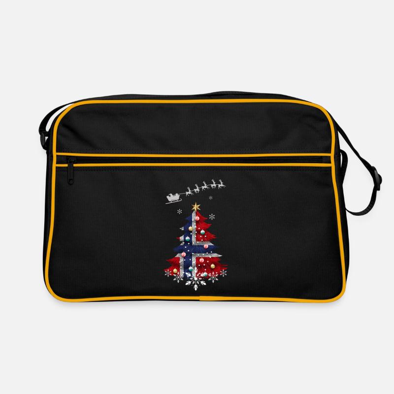 Weihnachtsbaum mit norwegischer Flagge Retro Tasche