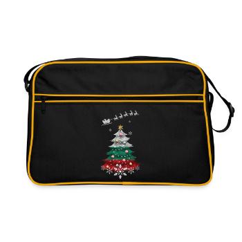 Weihnachtsbaum mit bulgarischer Flagge - Retro Tasche - Schwarz/Gold - Vorne