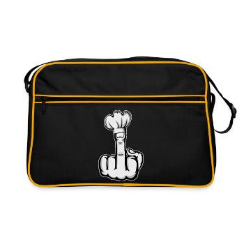 Middle Finger Stinky Finger Chef's Hat Design - Retro Bag - black/gold - Front