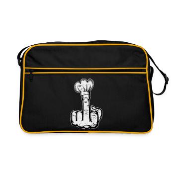 Mittelfinger Stinkefinger Kochmütze Design - Retro Tasche - Schwarz/Gold - Vorne