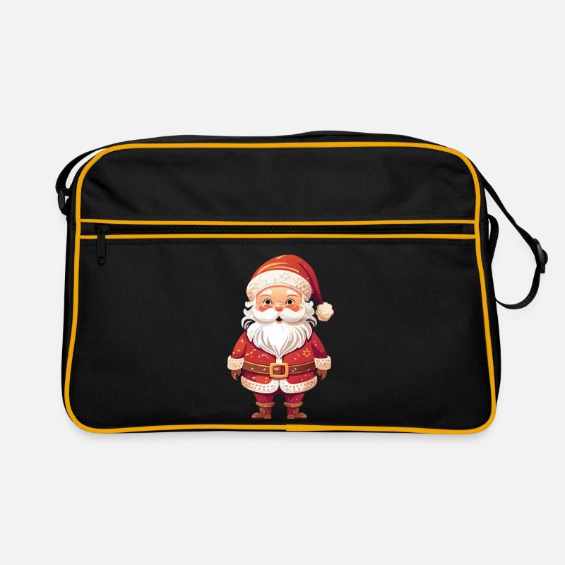 Fröhlicher Weihnachtsmann - Retro Tasche - Schwarz/Gold
