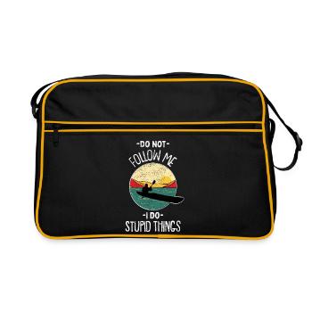 Retro Kayaking Sunset Vintage Outdoor Paddle Art - Retro Bag - black/gold - Front