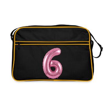 T-shirt du 6e anniversaire, hélium ballon rose - Sac Retro - noir/or - Devant