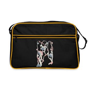 Plum Blossom Mosaic Pattern – Plant | Pastel - Retro Bag - black/gold - Front
