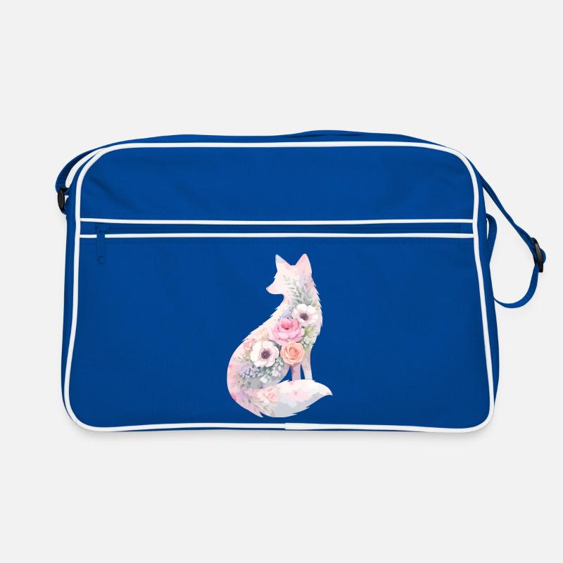 Silhouette de renard Aquarelle Fleurs Sac Retro