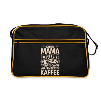 Kaffee Kaffeeliebhaber Mutter Mama - Retro Tasche - Schwarz/Gold - Vorne