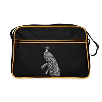 Peacock Lace on Black - Retro Bag - black/gold - Front