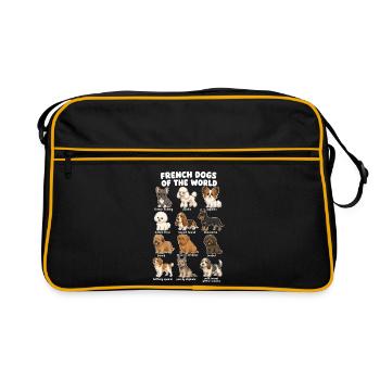 Tableau des races de chiens français, mignon. - Sac Retro - noir/or - Devant