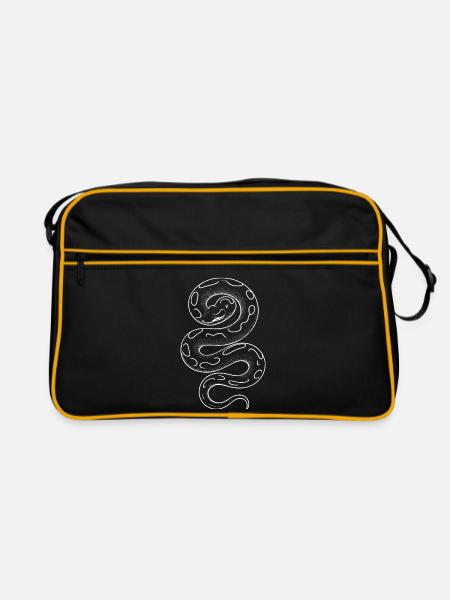 Schlangenlinien Linienstil - Retro Tasche - Schwarz/Gold