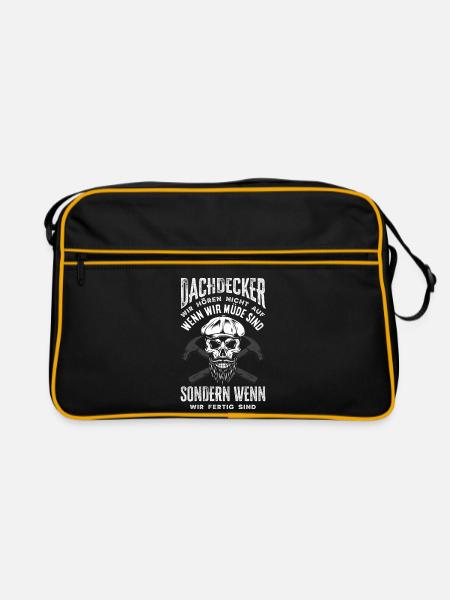Dachdecker Spruch Lustig Handwerker Geschenk - Retro Tasche - Schwarz/Gold
