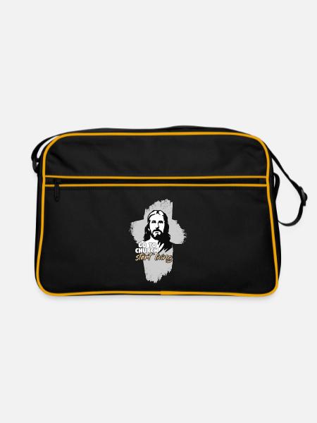 Go to church... Jesus Christ. Pastor - Retro Bag - black/gold - Front