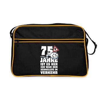 75 Jahre ist es her - der Schnellste im Verkehr - Retro Tasche - Schwarz/Gold - Vorne